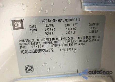 2011 Buick Lacrosse Cxl from USA, damaged, VIN 1G4GC5GD0BF232072